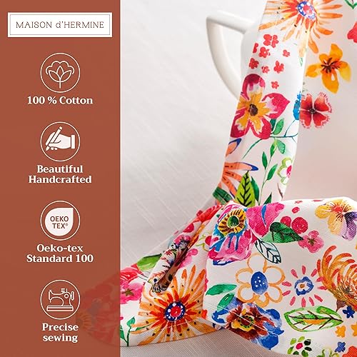 Miniatura 2 de Maison d' Hermine Happy Florals - Juego de 4 servilletas 100% algodón suave y cómodo perfectas para cenas familiares, bodas, fiestas de cóctel,