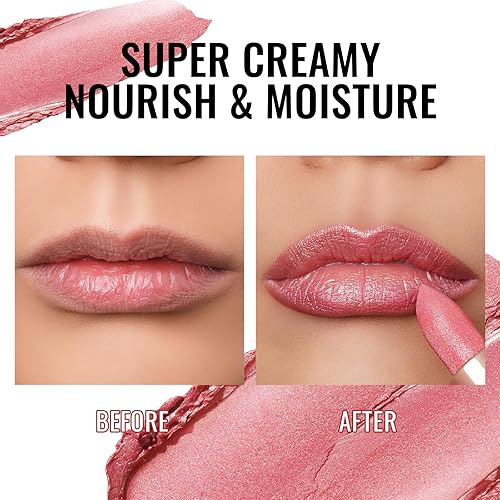 Miniatura 6 de Oulac Lápiz labial rosa transparente hidratante para mujer, bálsamo labial de hidratación intensa con superficie brillante, textura ligera cremosa,