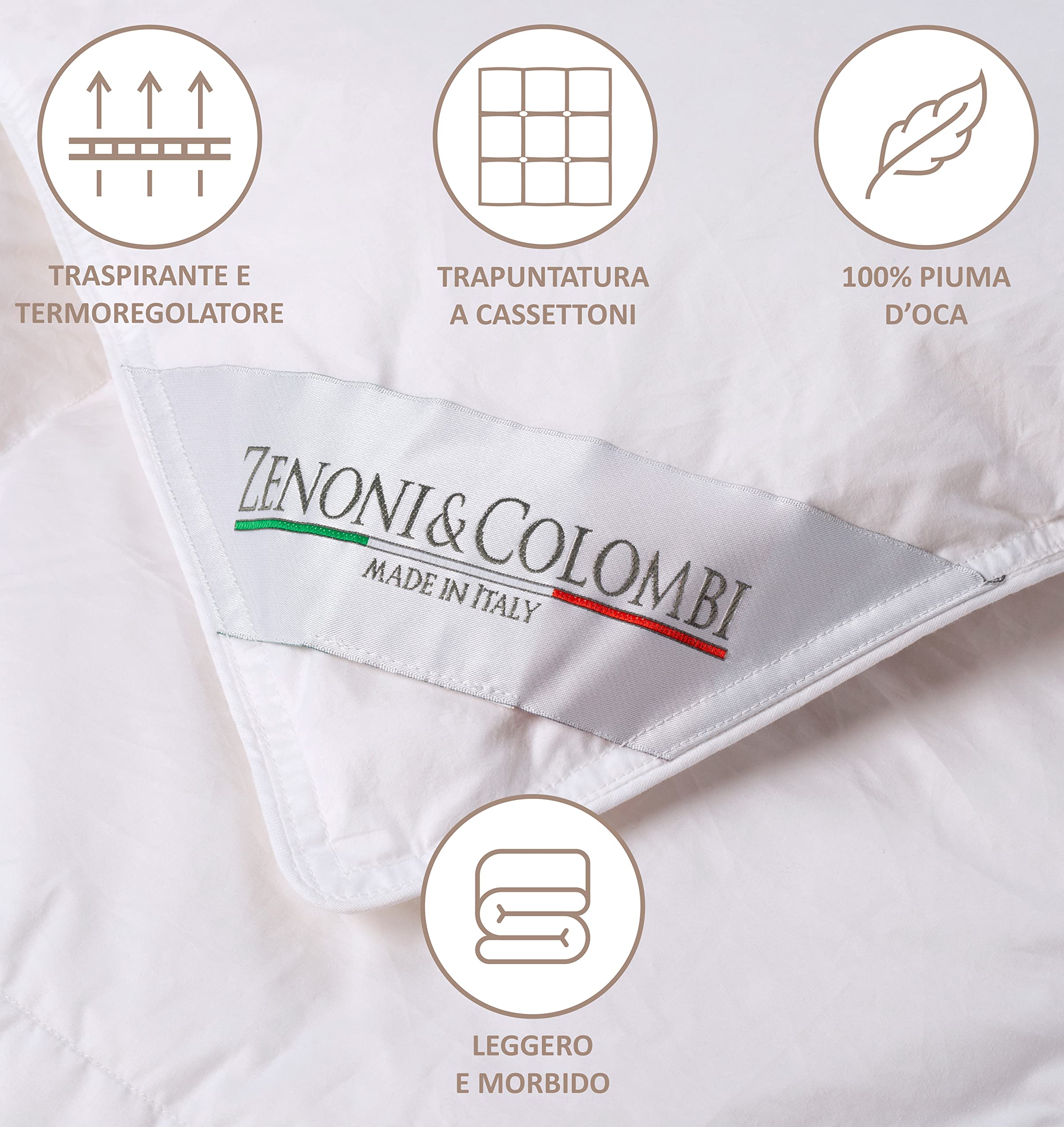Zenoni & Colombi Piumino Bimbo Invernale in 100% Piuma D'Oca Vergine Siberiano, Piumone 5 Punti di Calore Made in Italy (Lettino 100x130cm)
