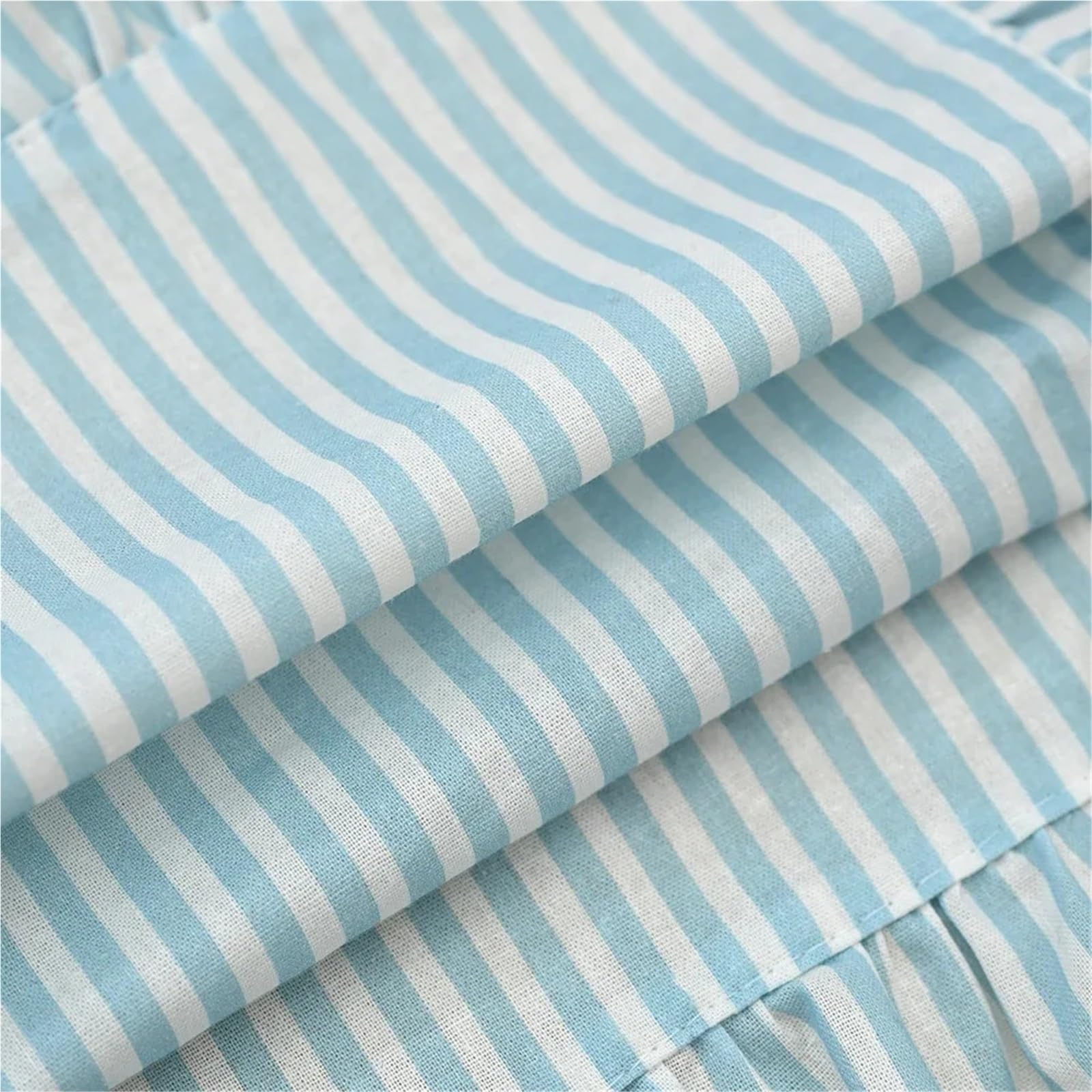 Mantel Individual con Volantes a Rayas Blancas y Azules de Tela