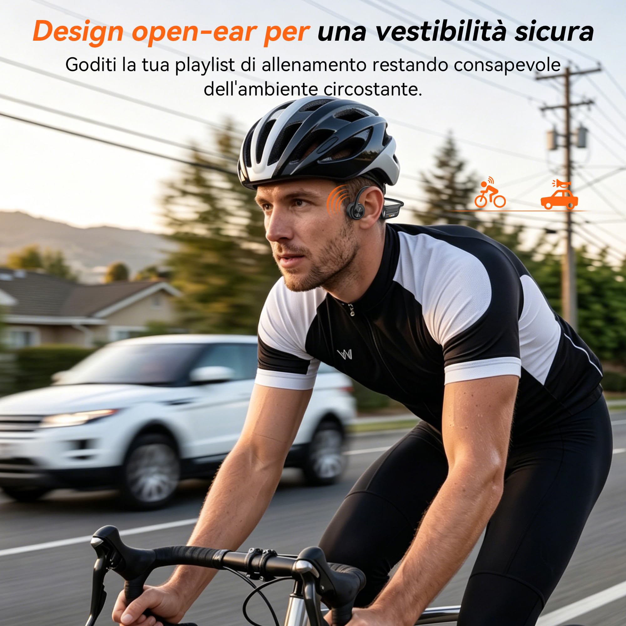 Wantek - Cuffie a conduzione ossea per nuoto IP68 impermeabili, Bluetooth 5.3 a orecchio aperto con lettore MP3 da 32GB, cuffie sportive senza fili per nuoto, corsa, ciclismo, 8 ore di batteria