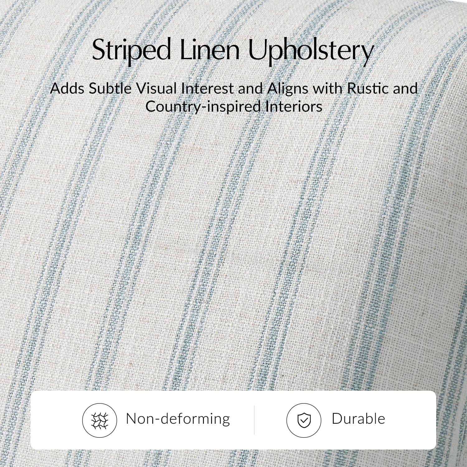 Best Striped Sofa Picks for 2026: Ranked 2 HULALA HOME Farmhouse Curved Couch with Stripe Pattern, 3 Seater Sofa, Blue — product photo