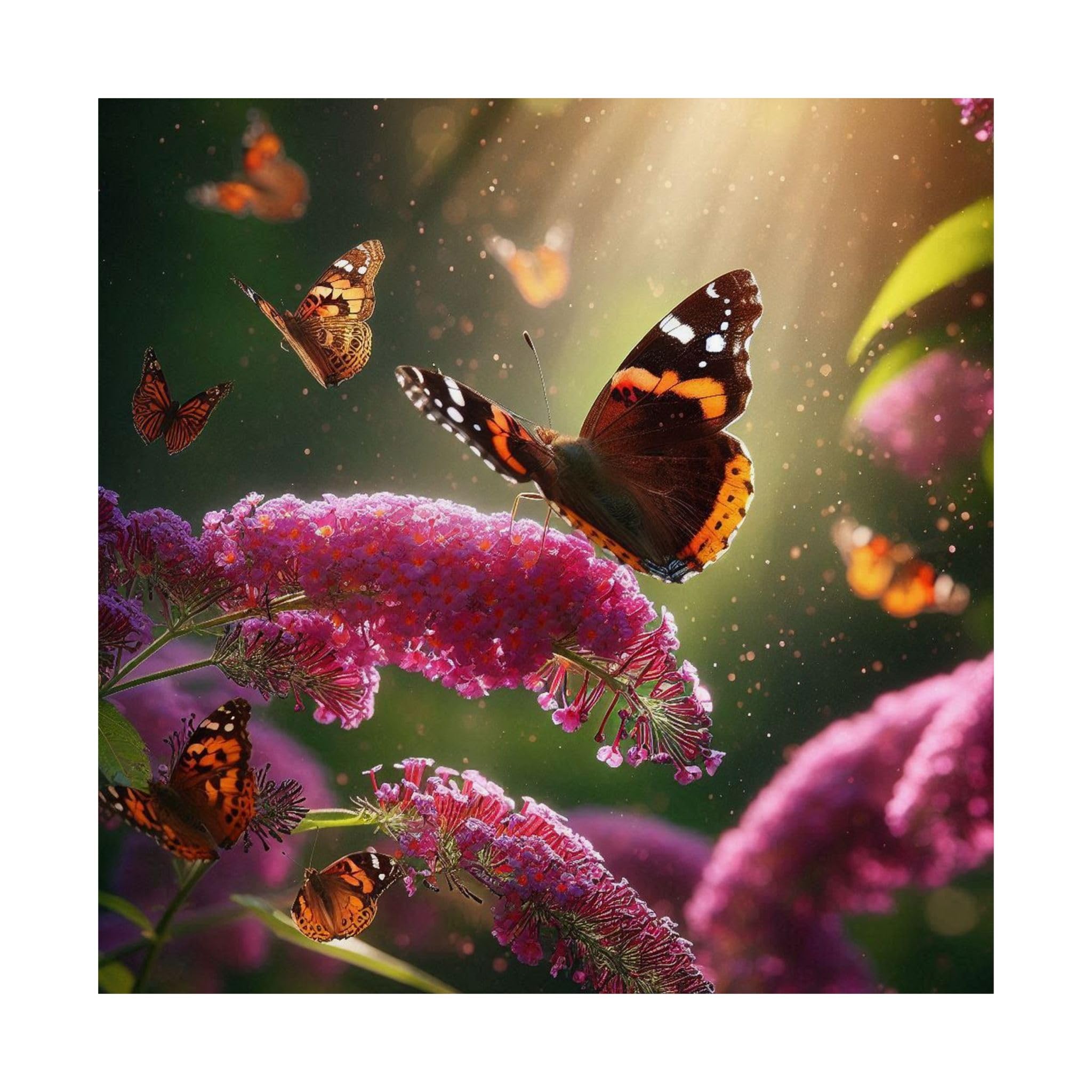 Butterfly Bush and Admiral Butterfly Poster - Made in USA 18x18 Inch Matte Print