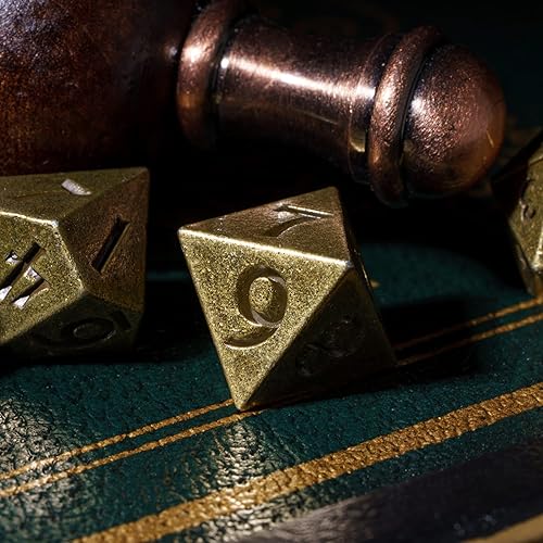 Miniatura 7 de UDIXI Juego de dados de metal D&D de 0.472 in, 7 dados poliédricos para juegos de rol de Calabozos y Dragones (bronce)