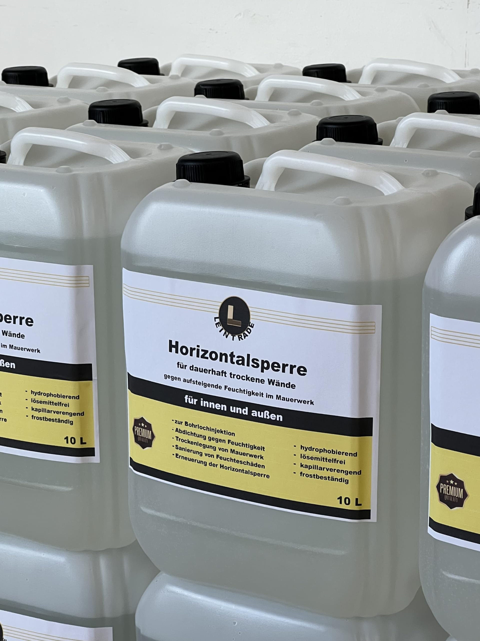 Trockene Wand (100L) dauerhafte Horizontalsperre für innen und außen Verkieselung Kellerabdichtung Bohrlochinjektion 10x10L Inhalt
