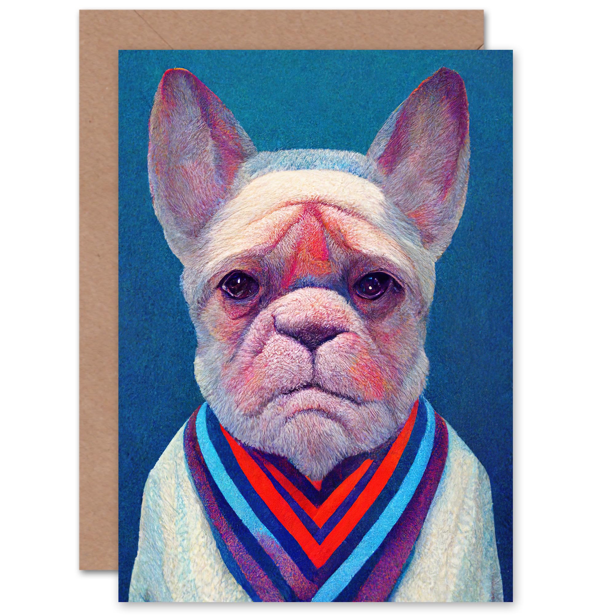 Artery8 Grumpy Bulldog for Husband Him Dad Son Brother Birthday Thank You Congratulations Blank Art Greeting Card