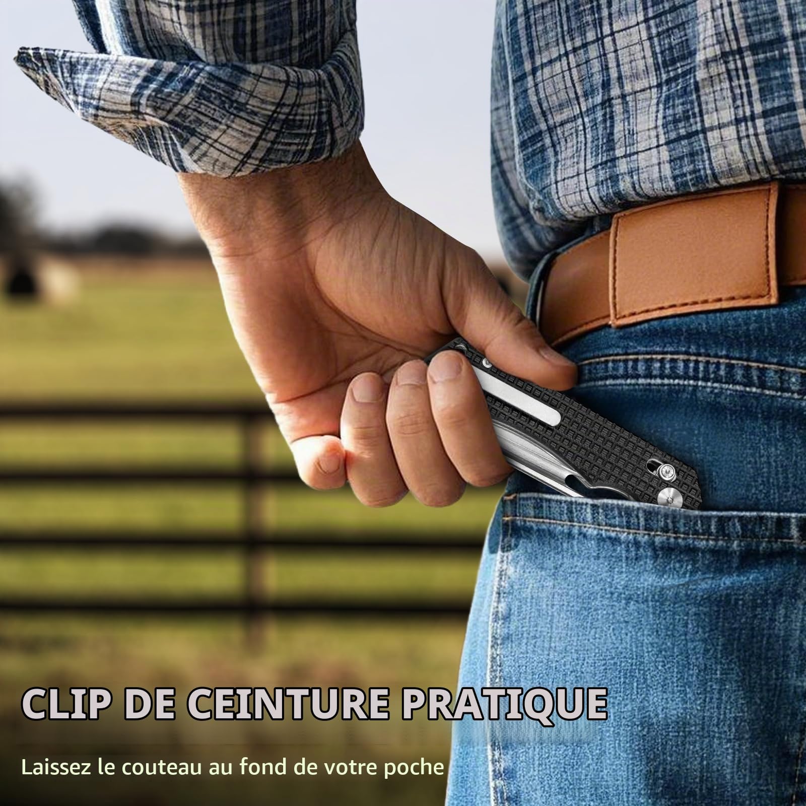 NedFoss COUGAR couteau pliant, 14C28N acier couteau survie, Longueur lame 8.7 cm, manche aluminium avec clip ceinture, mini couteau de poche
