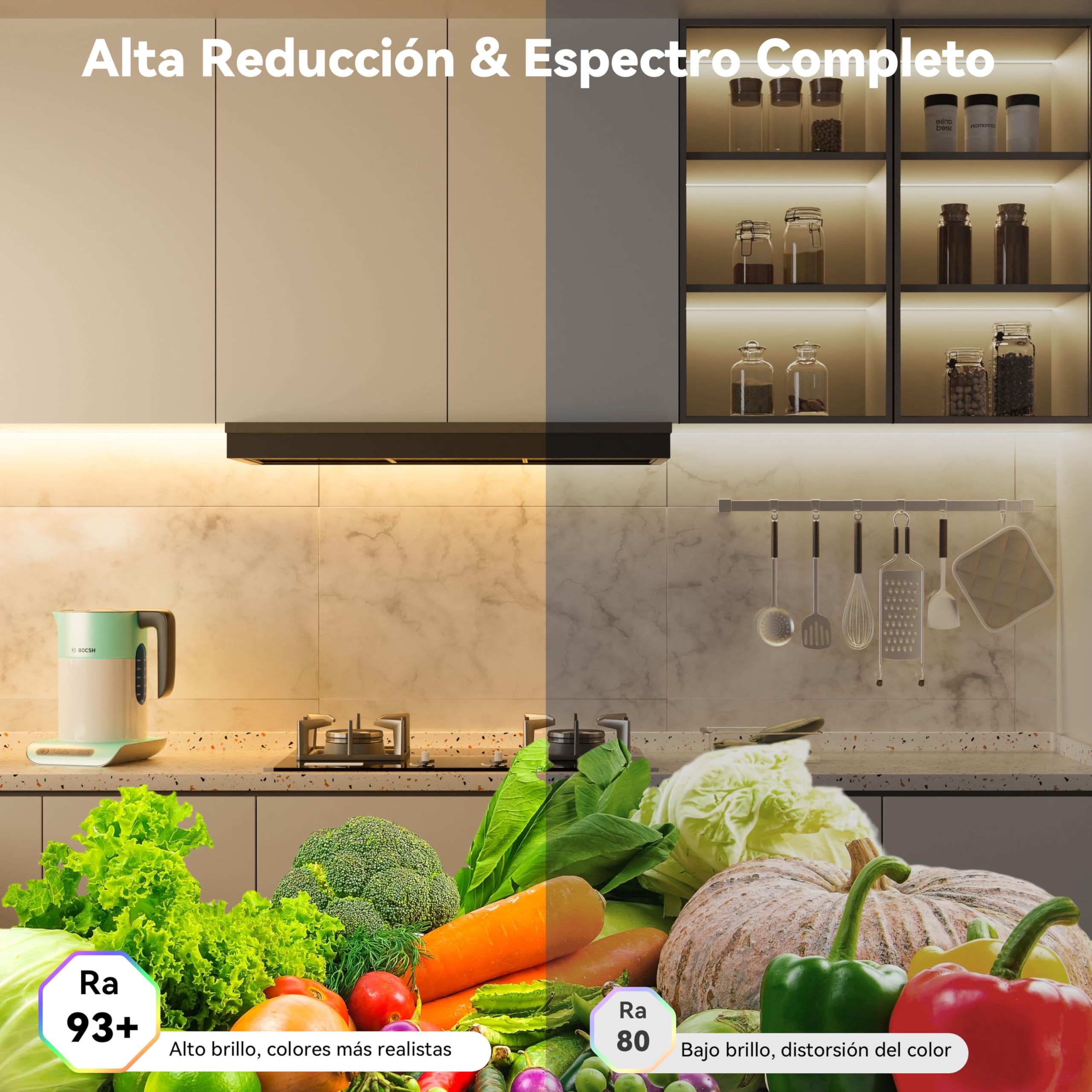 PAUTIX Tira de luces LED COB 3000K blanco cálido, 5m 480LEDs/M kit de tira de luces LED regulables,24V Superbrillante luces de cinta LED con control remoto RF de 18teclas para hogar bricolaje