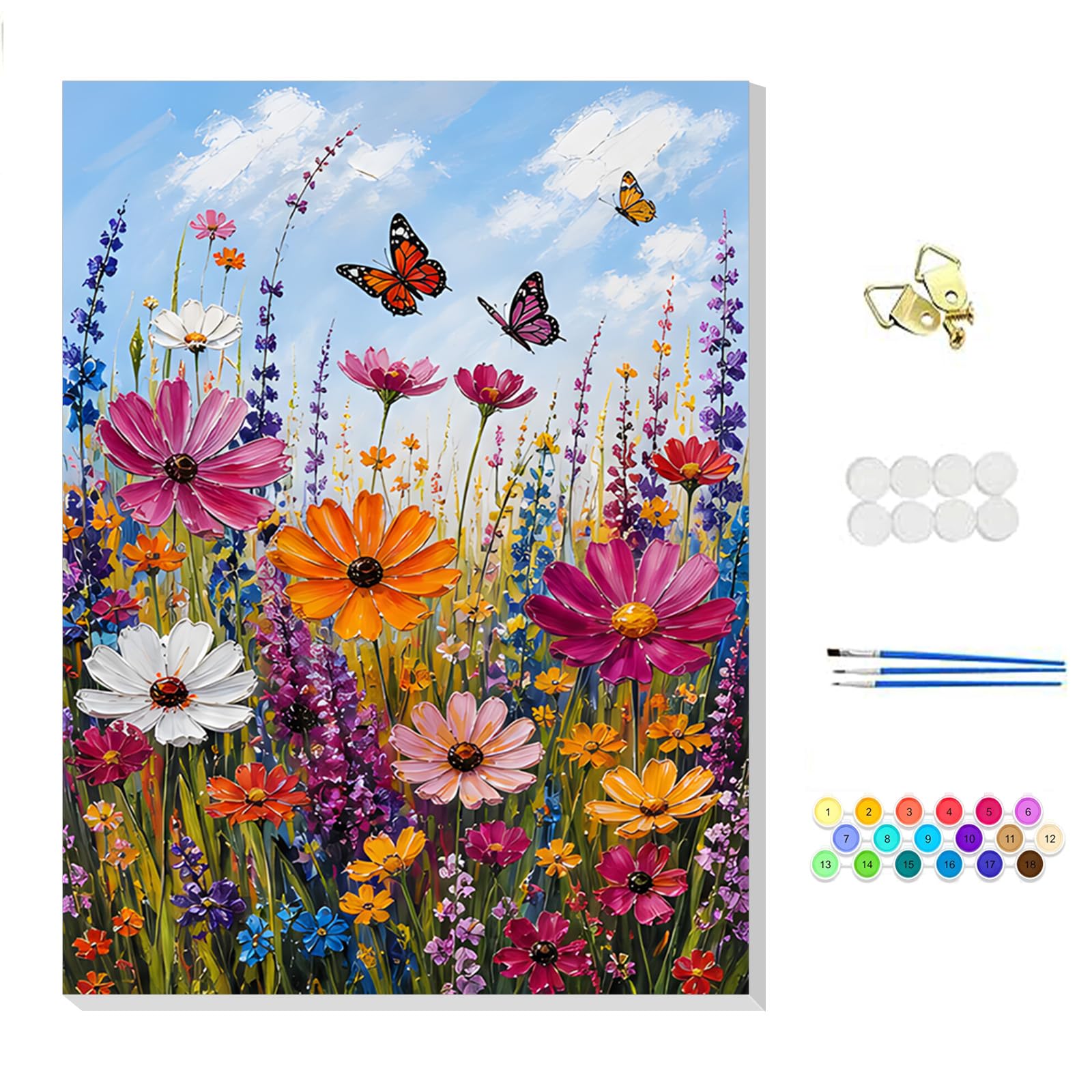NEWENMO Wildflowers Paint by Numbers for Adults with Frame 20x30cm