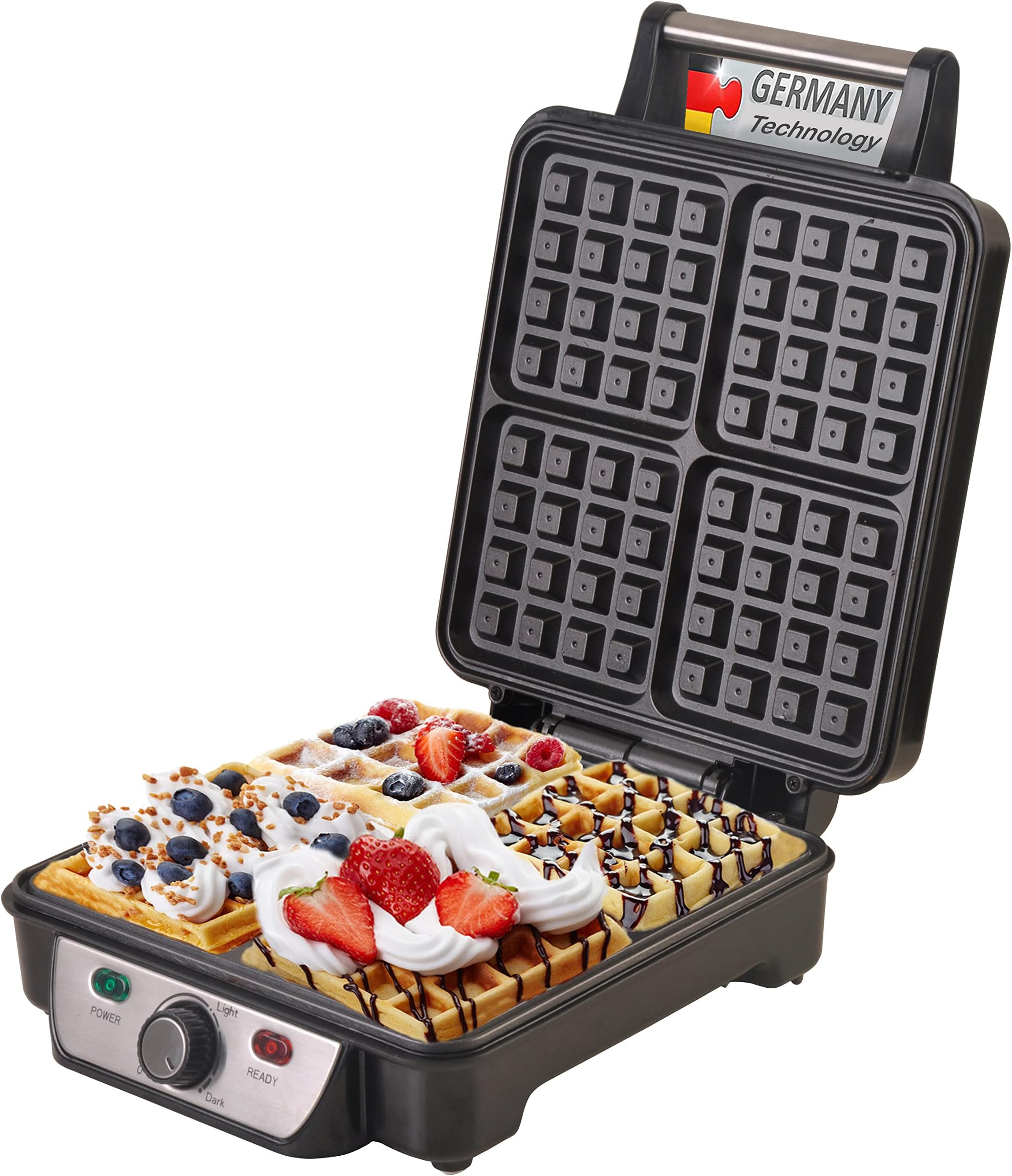 Germany waffle maker 4 large pieces 1500 watts (Camry Premium) Non Stick Teflon plates & Adjustable Temperature Control