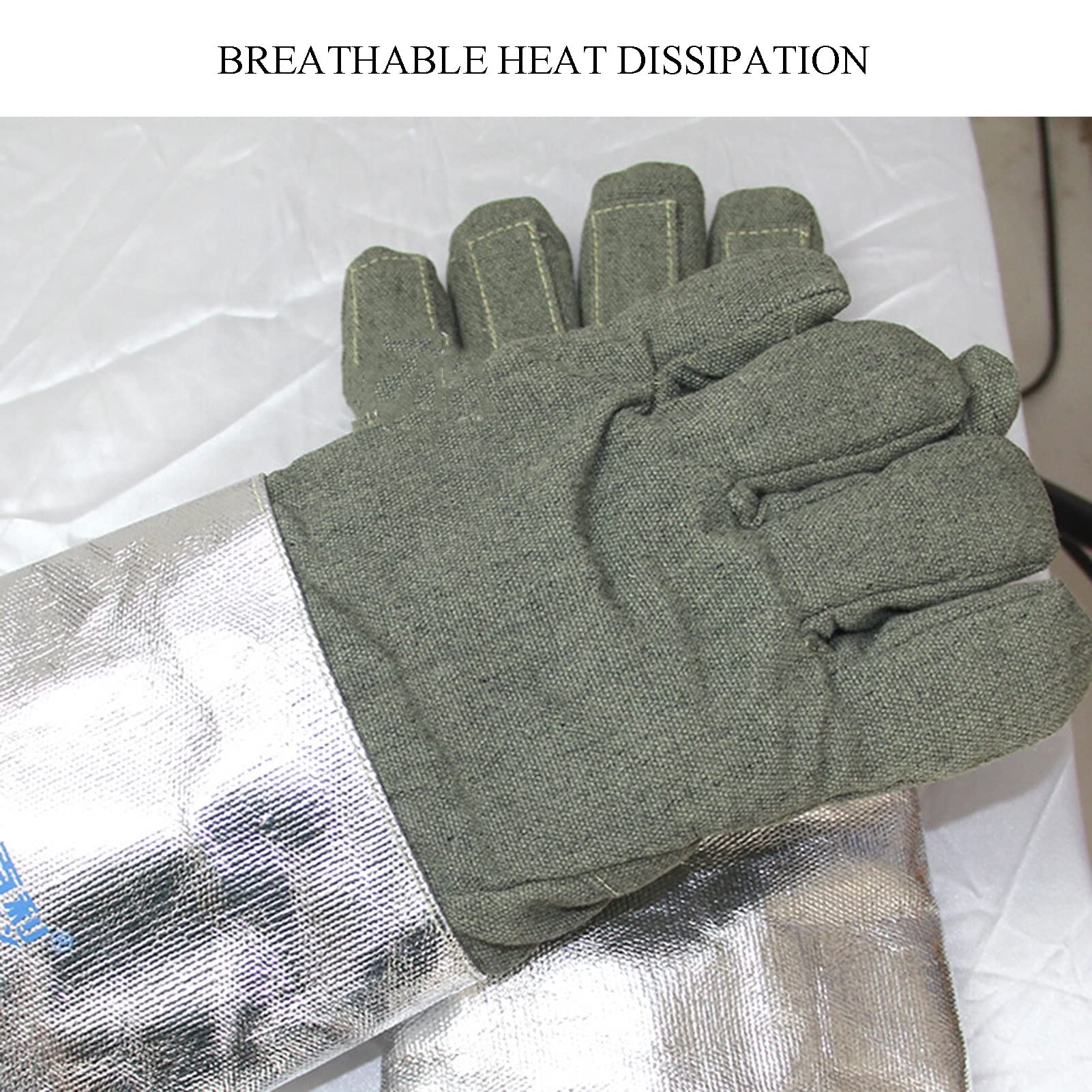 Q-FFL Gants de Soudure, Gants Anti-morsures, Feuille D'aluminium Gants Isolants pour la Métallurgie, la Cuisinière, Le Barbecue et d'autres Fins