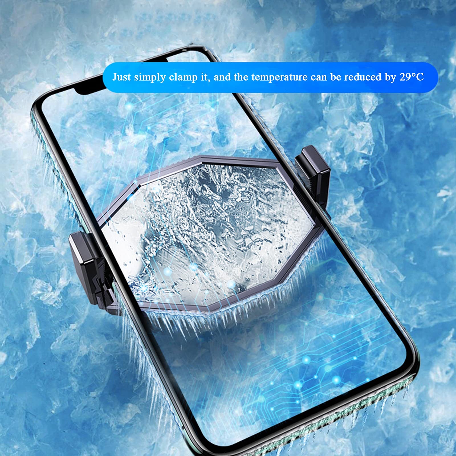 Wentylator chłodzący telefon komórkowy grzejnik do gier na żywo transmisja, przenośny radiator telefoniczny do smartfonów 10-17 cm, szary