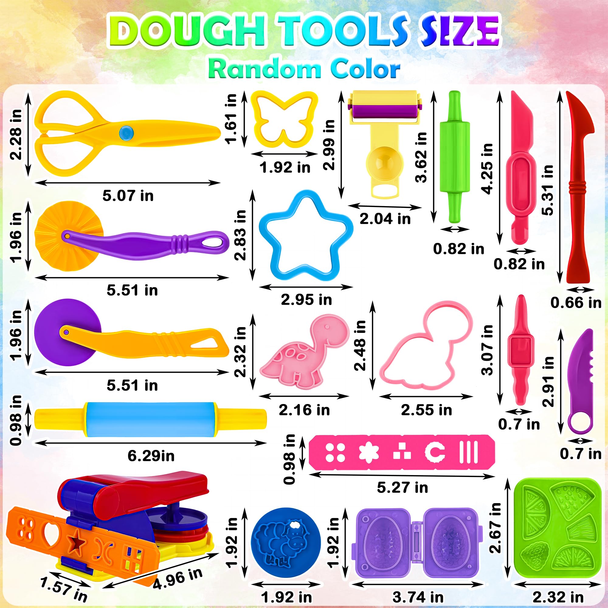 Juego de herramientas de juego de masa para niños, 44 piezas, accesorios de masa con tijeras, cortadores, rodillos, rodillos, prensa de pasta, animales de dinosaurio, moldes de frutas, caja de 2