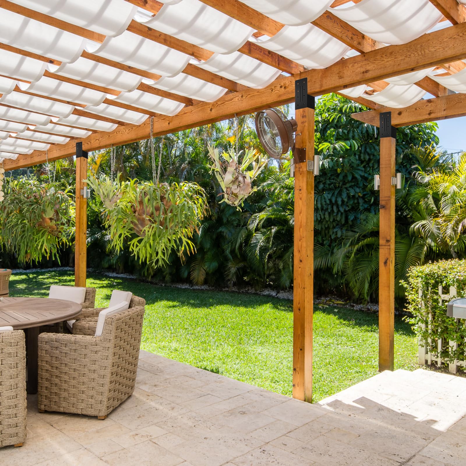Pergola-Sparrenhalterungen, 4 Stück, 4 x 4 (tatsächlich 3,6 x 3,6) für Balken-DIY-Steckverbinder