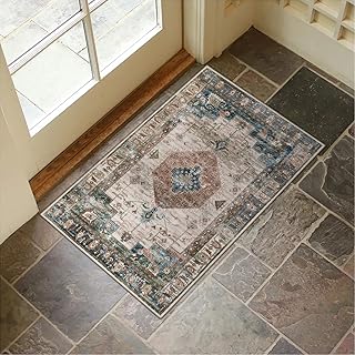 Collive Washable Indoor Doormat, Non Slip Retro Floor Mat 20" x 32" Area Rug Quick Absorbent Entrance Rug Distressed Front Door Mat, Welcome Mats Entryway Rug Doormats for Kitchen Home Patio