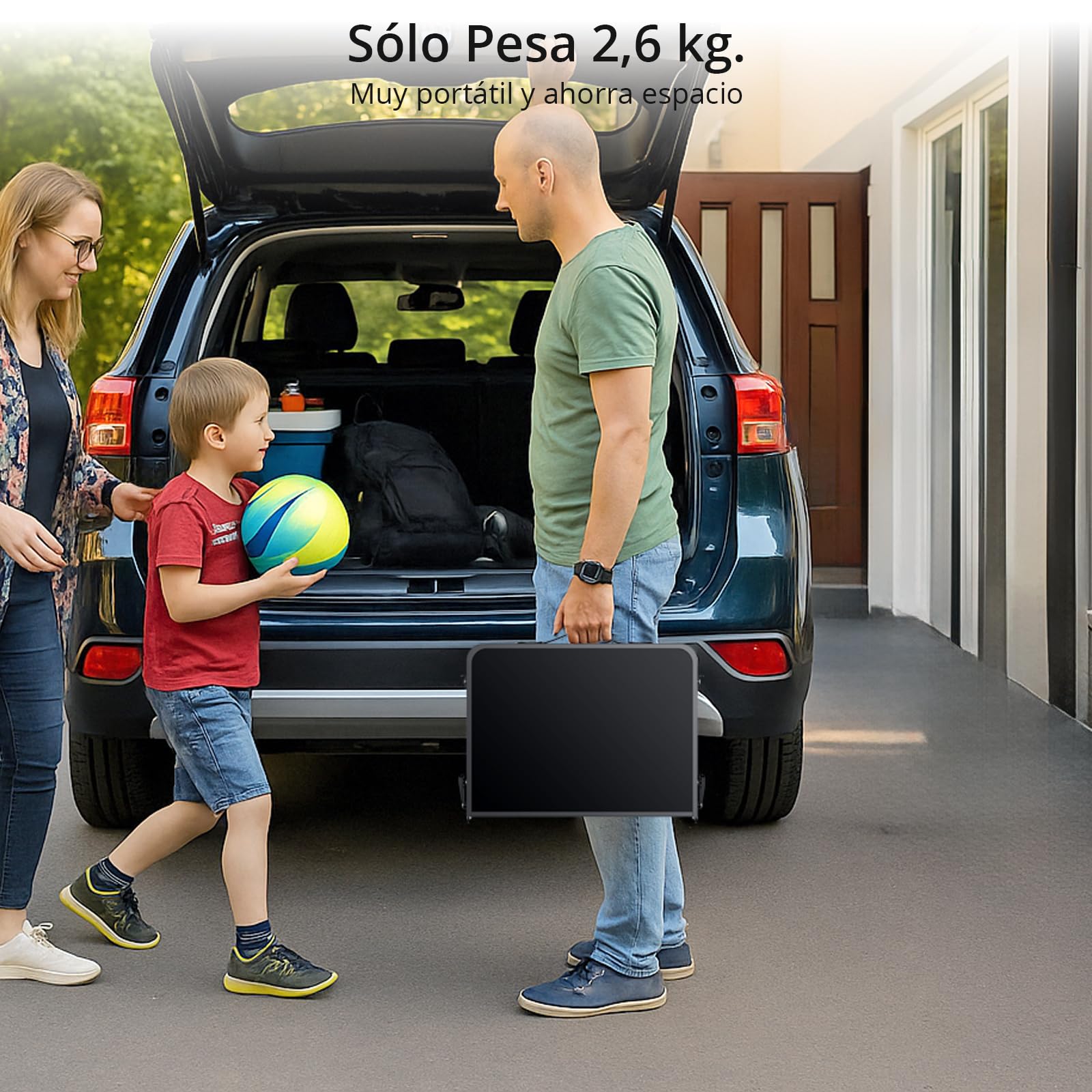 Anbte Mesa Plegable Camping 60x40x27.3/51/74.7cm Ajustable Altura Mesas de Acampada Portátil Mesa Playa Aluminio Impermeable Negro para Terraza Playa Exterior BBQ (Instalación Roscada)