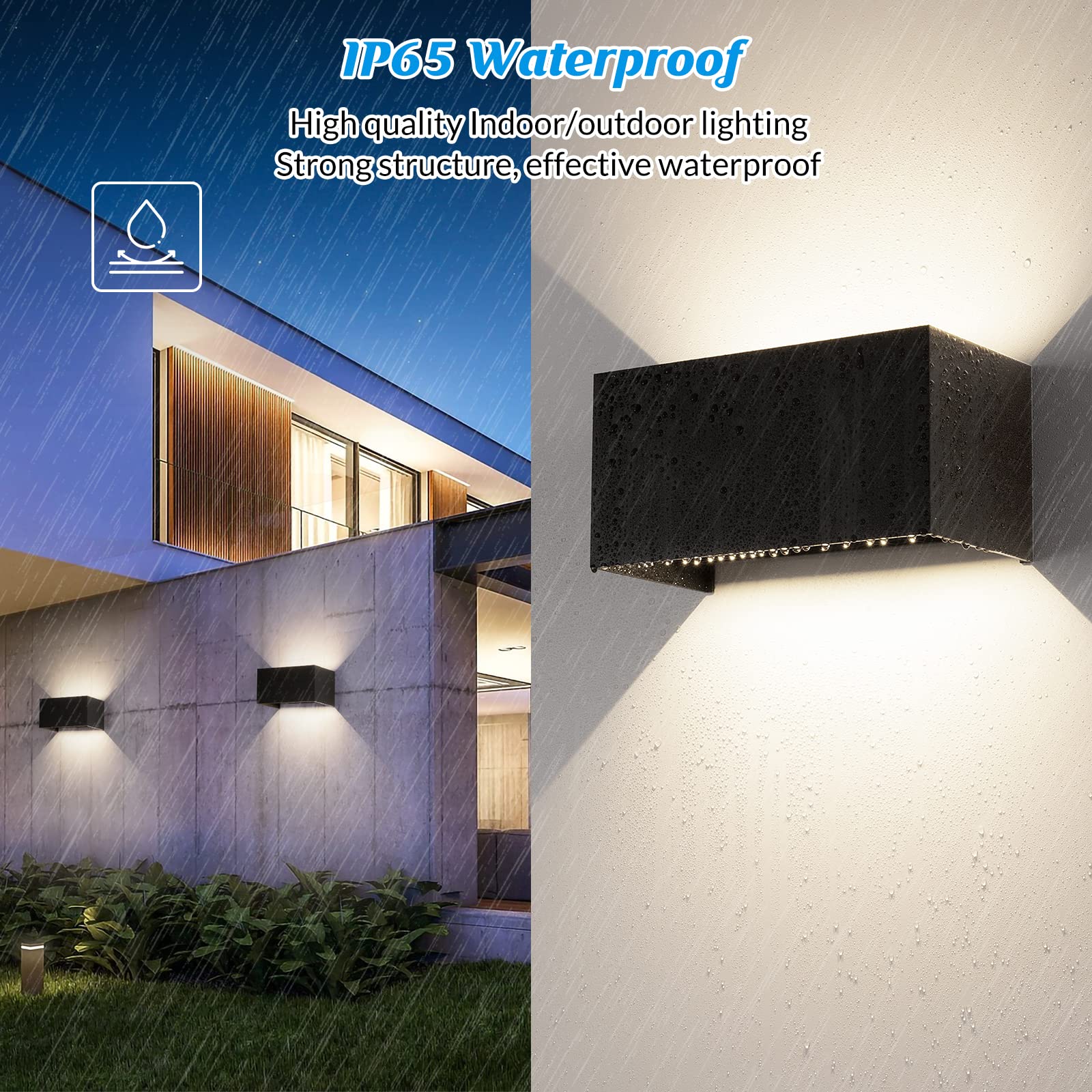 24W Applique da Esterno 4000K Bianco Naturale Lampade da Parete Angolo del Fascio Regolabile Applique da Parete Interno/Esterno IP65 Impermeabile