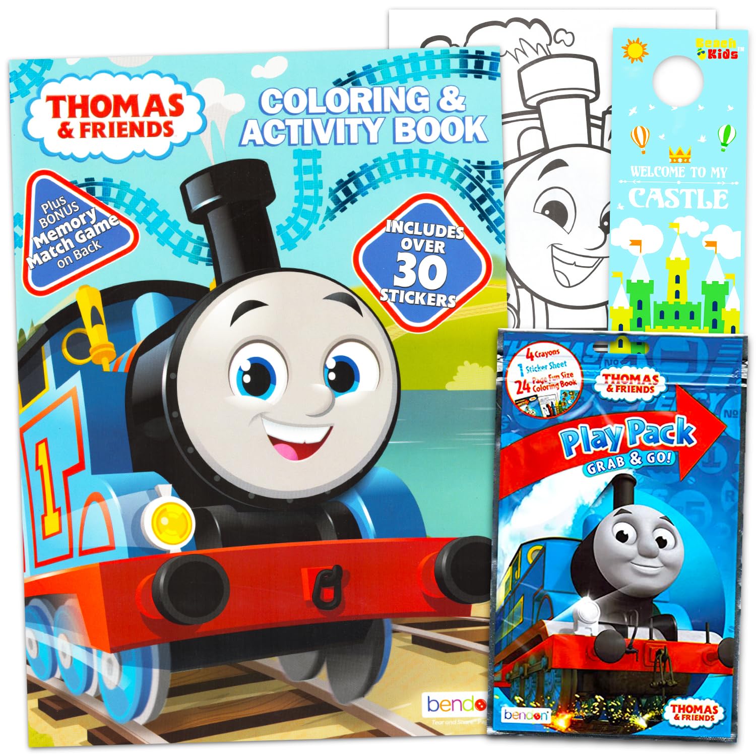 Thomas The Train Coloring Book for Kids Ages 4-8 - Bundle with Thomas Coloring Pages, Activities, Games Plus Stickers, More | Train Activity Book Set
