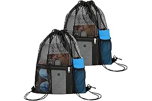 NATURAL STYLE 2 Pack Lightweight Mesh Drawstring Backpack Bag
