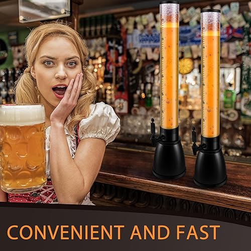 Miniatura 5 de Mifoci 2 unidades de dispensador de cerveza para fiestas, 100 onzas/3 L, torre de bebidas transparente con espita Oktoberfest Baviera suministros