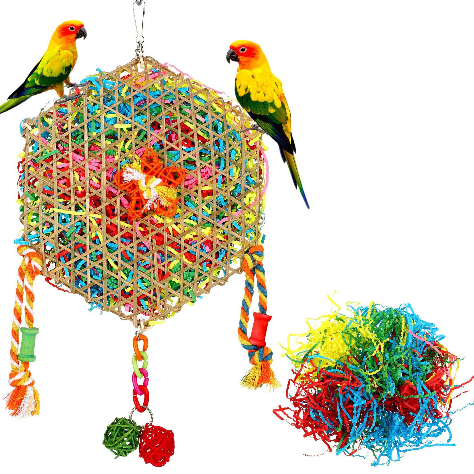 Heyu-Lotus Bird Shredding Toys Budgies Toys Bird Parrots Chewing Hanging Toys Parrot Foraging Shredder Toys Bird Cage Accessories for Budgies, Small Parakeets,Cockatiels,Love Birds,Finches