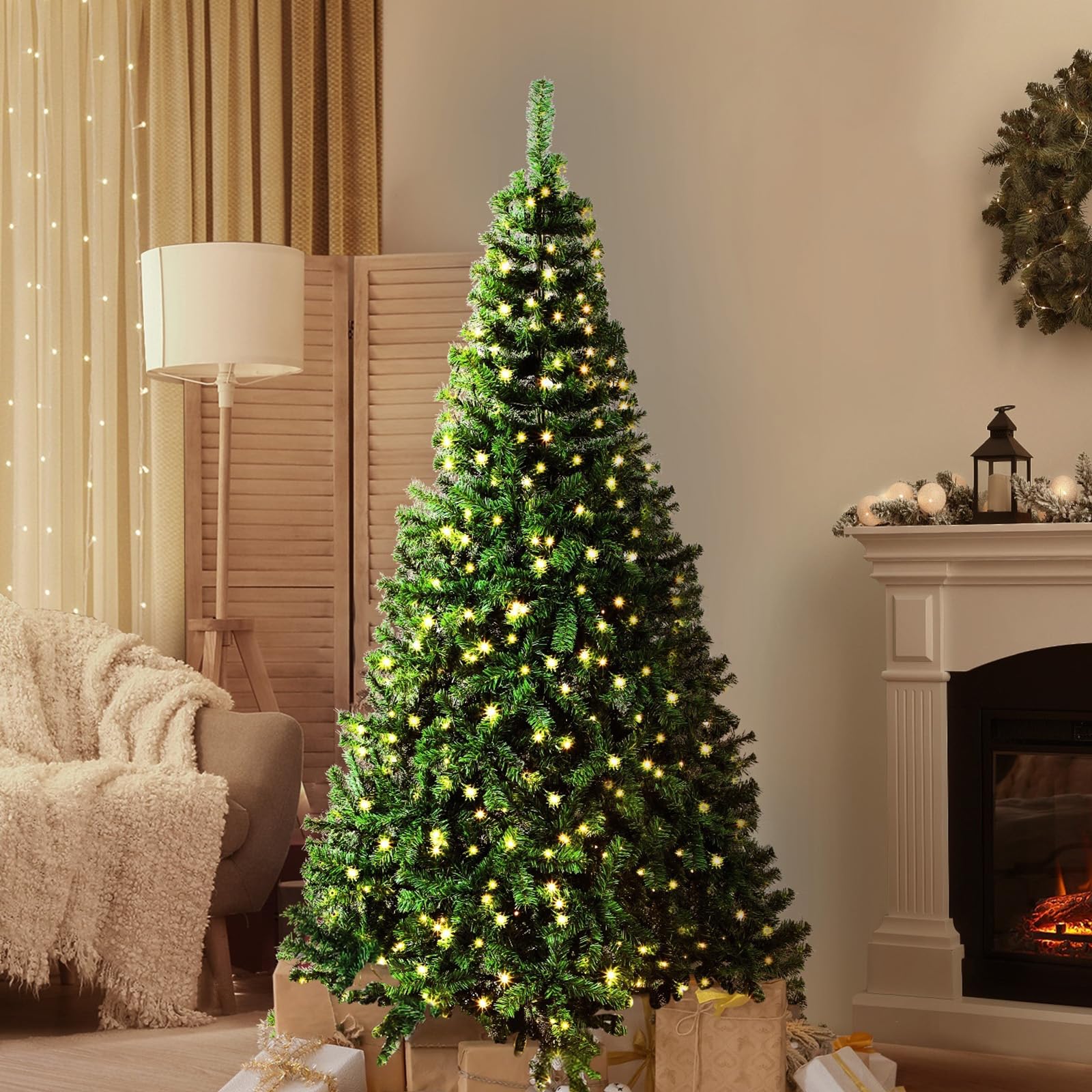 Tinseltown Christmas Tree 1.8M 6FT Xmas Tree Green Decorations with 300pcs LED Bulbs and 800 Tips - 6FT - GN-LED-WELL