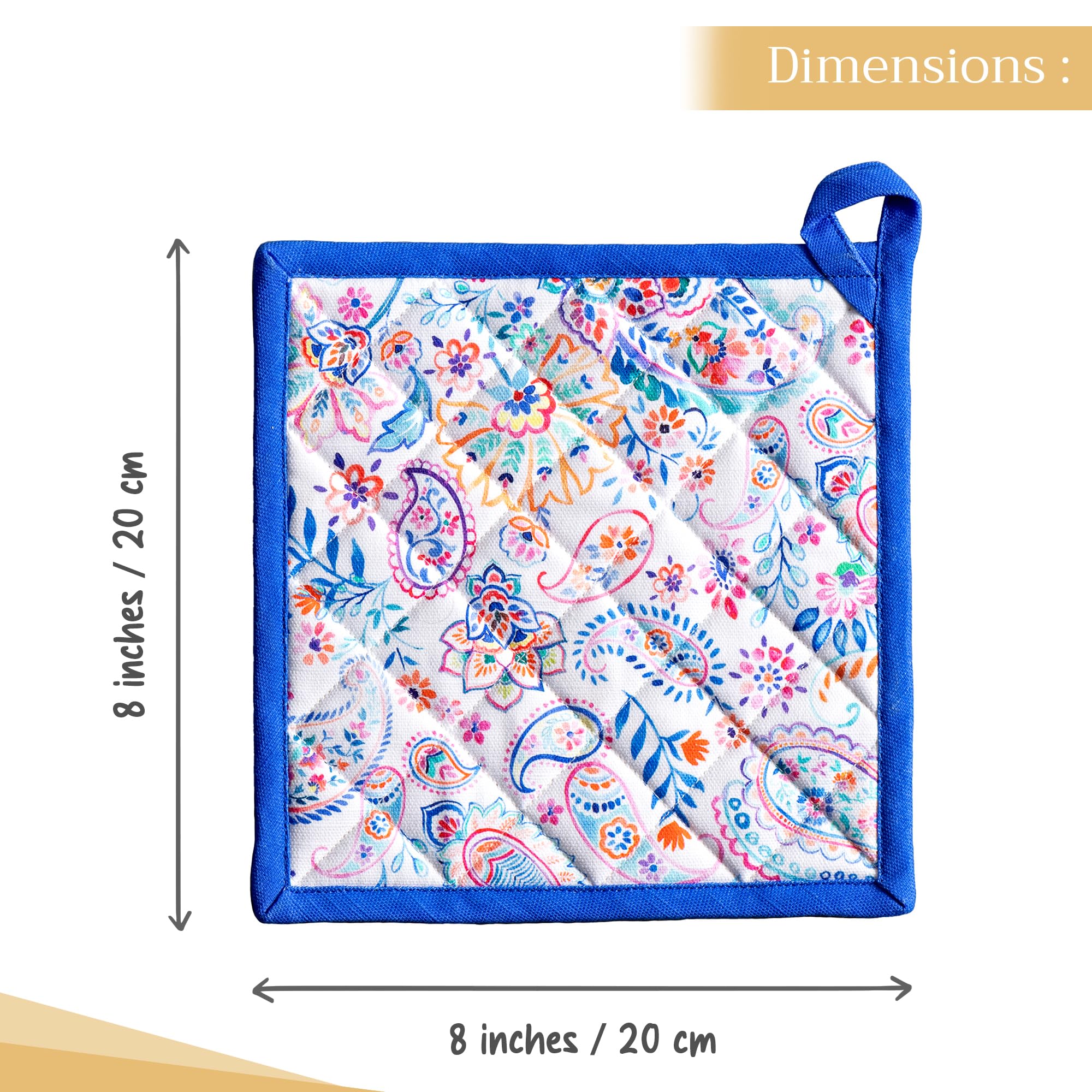 Presine Pasquali In Cotone - Set Di 2, 20x20cm, Con Anello Resistente Al Calore, Design Primaverile - Foto 3