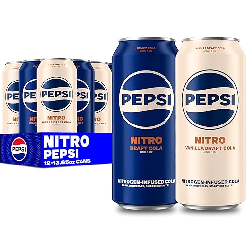 Miniatura 1 de Pepsi Nitro, Draft Cola & Vanilla Draft Cola, paquete variado de latas de 13.65 onzas (paquete de 12)