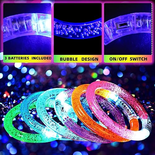Miniatura 3 de 90 pulseras LED que brillan en la oscuridad, suministros de fiesta, pulseras iluminadas para niños y adultos, recuerdos de fiesta para Navidad,