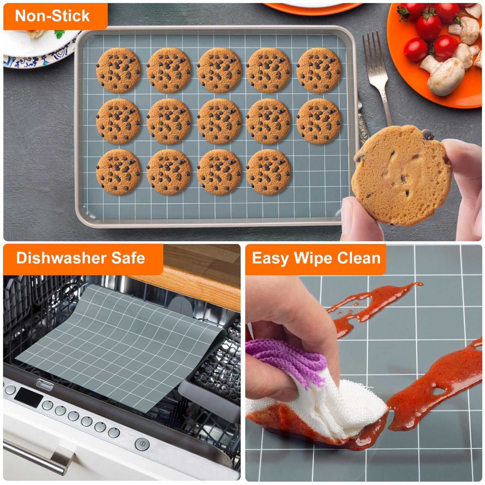Silicone Baking Mat Roll,16IN*5.25FT Non Stick Heat Resistant Baking Mats,No Slip Reusable Freeze Dryer Mat,Pastry Mat,Countertop Mat - Image 3
