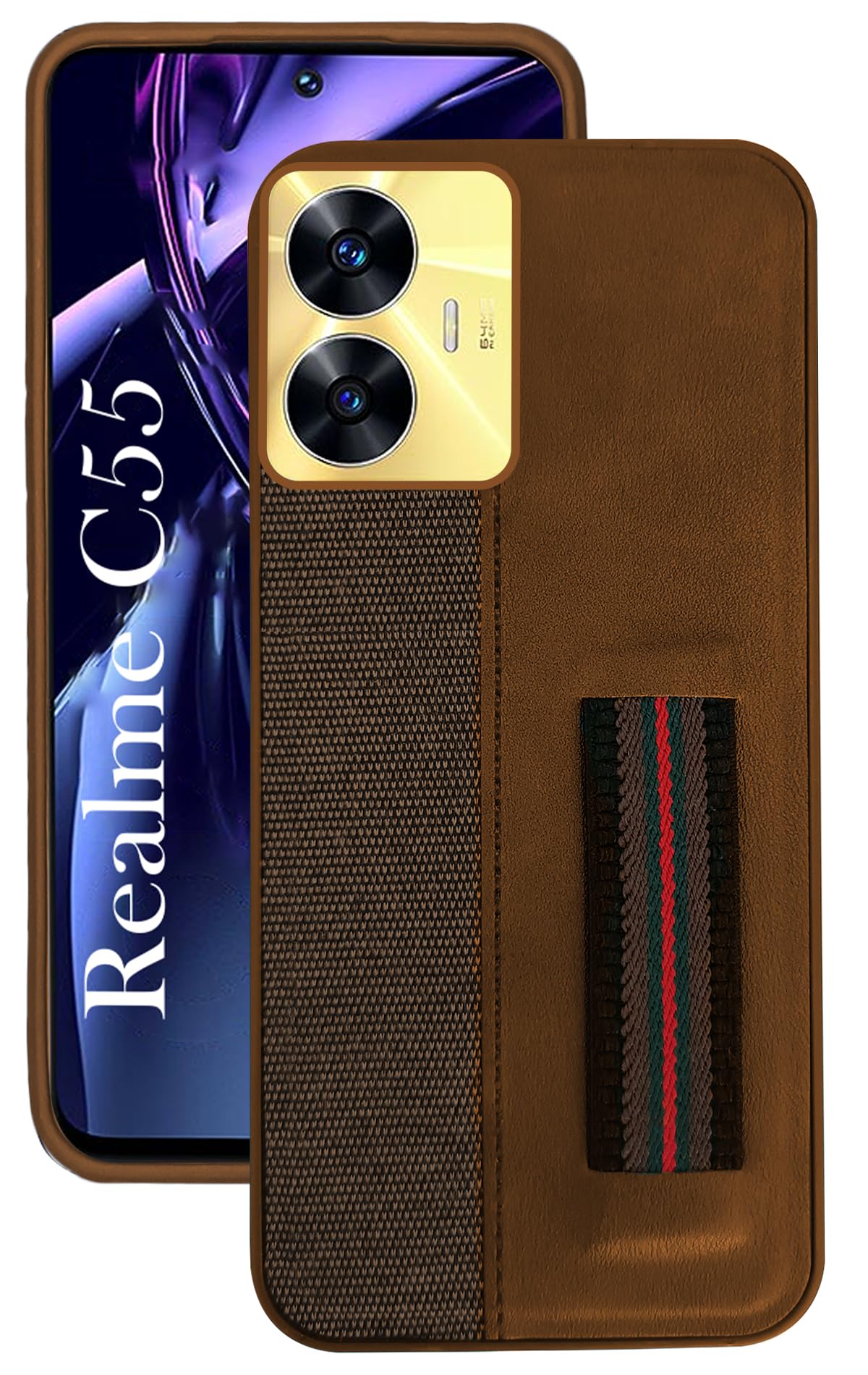 Jkobi Back Cover Case for Realme C55 (Professional PU Leather | Strip Chain Holder Socket | Brown) (B0CHFQQH9K) Amazon Price History, Amazon Price Tracker