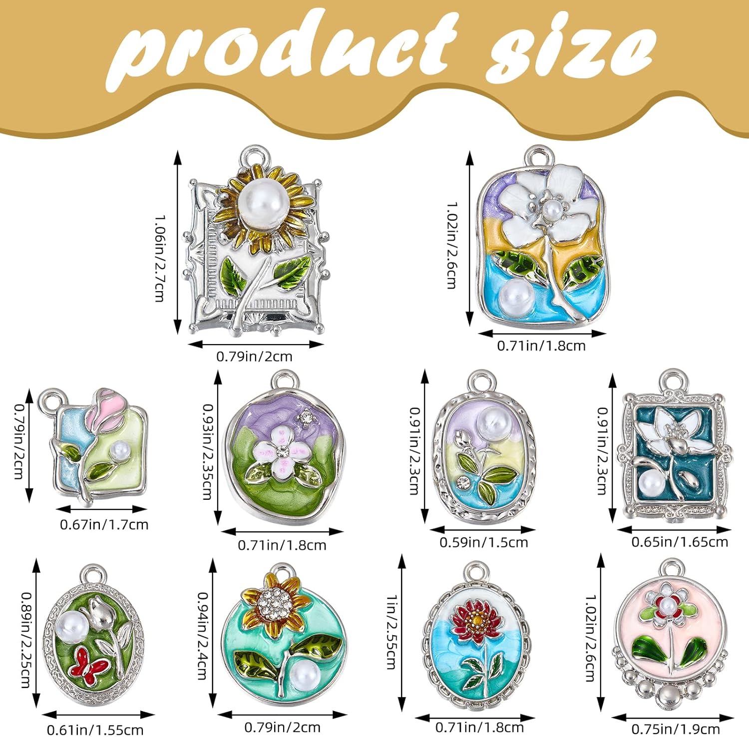 10Pcs Flower Charms for Jewelry Making Vintage Enamel Charms for Bracelets Necklace Earring Keychains DIY Supplies - Image 2