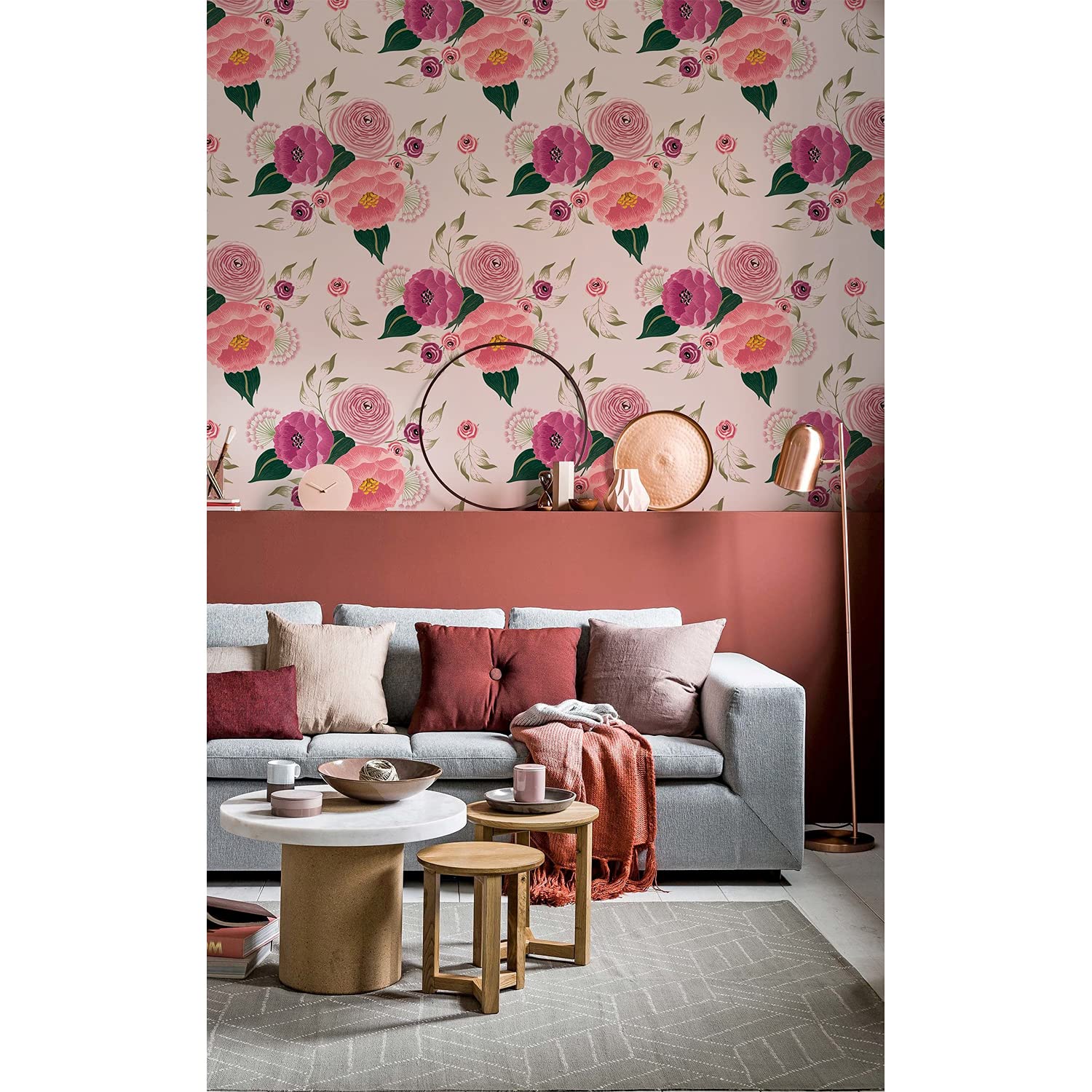 Papier peint floral Coloray 104x70 cm en tissu intissé pour murs et meubles