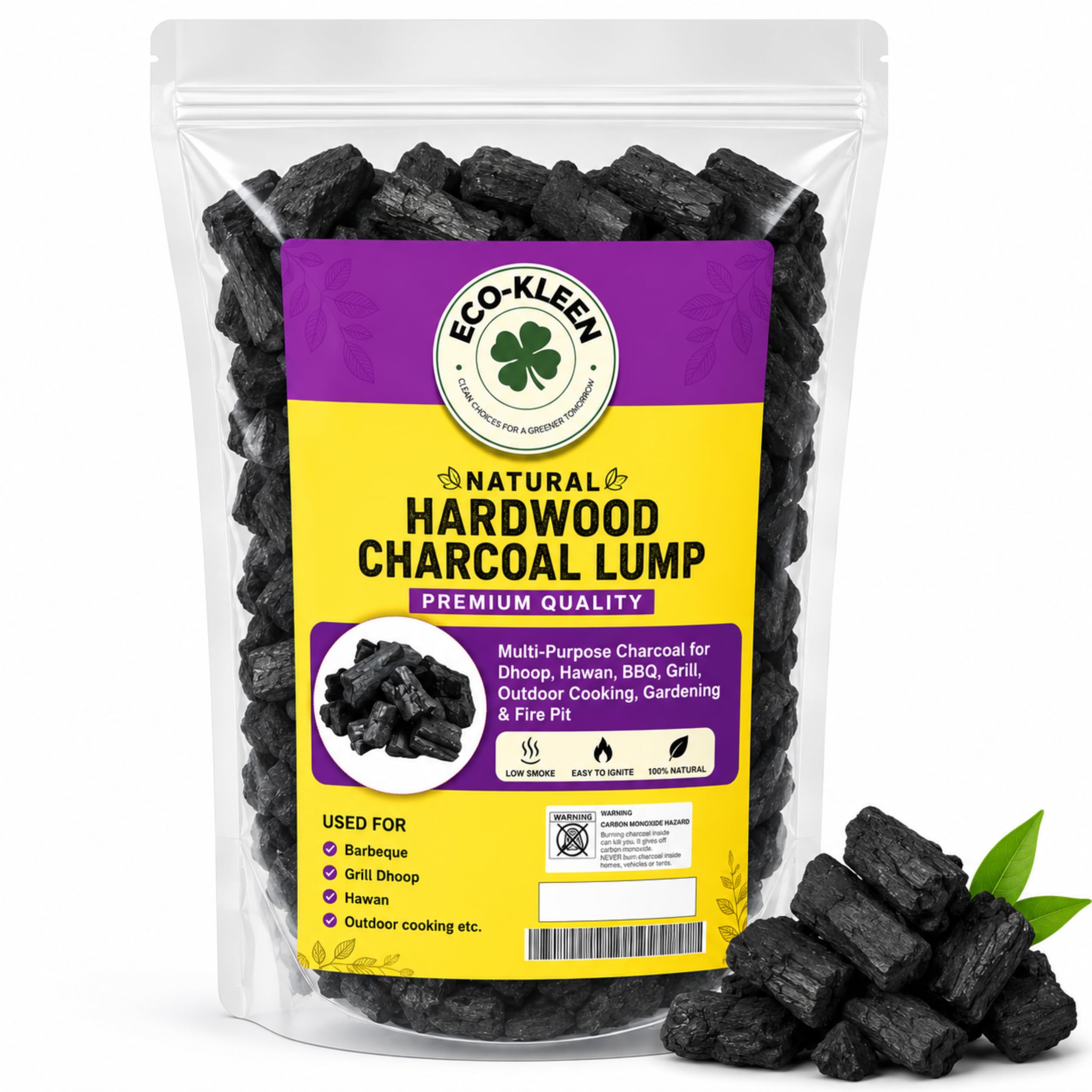 Eco Kleen Natural Hardwood Charcoal Lump | Multi-Purpose Charcoal for Dhoop, Hawan, BBQ, Grill, Outdoor Cooking, Gardening & Fire Pit | Low Smoke | Easy to Ignite | 500g-image-29