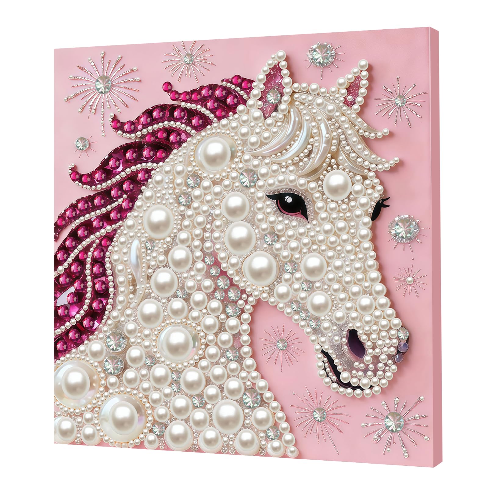 DIY Pearl Painting Kit with Wooden Frame, 3D Plastic Pearl Gemstone Ocean Art Craft for Adults Beginners, Diamond Art Kits for Adults, Home Wall Decor Ready Gift for Women(Horse)(30 * 30cm)