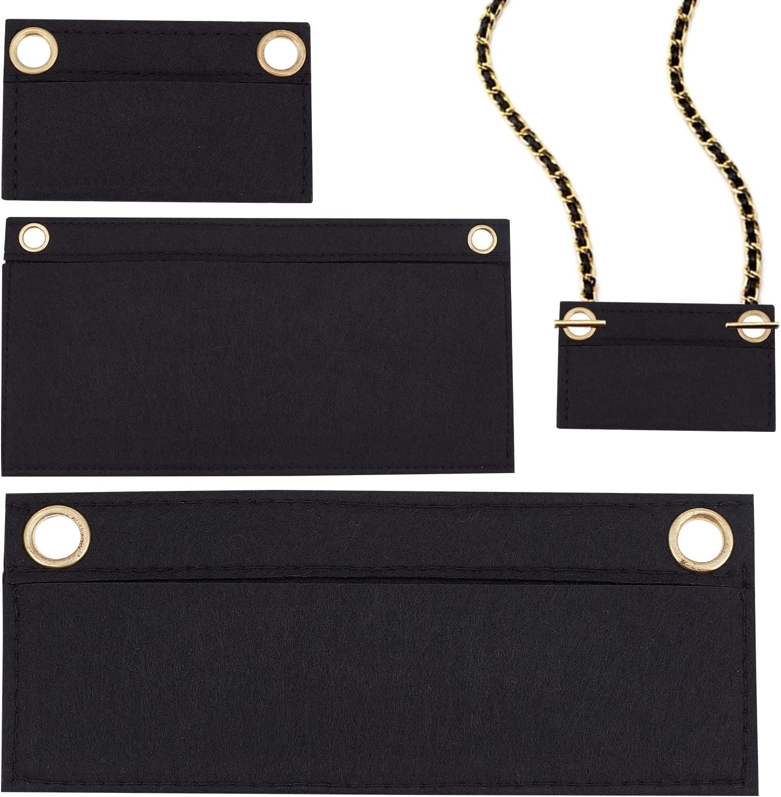WADORN 3pcs Purse Felt Insert Organizer, Handbag Divider Pocket Inside Tote Bag Insert Organizer Conversion Multi Pocket Felt Insert Liner with Eyelet Bag In Bag for Women Handbag Pochette Clutches