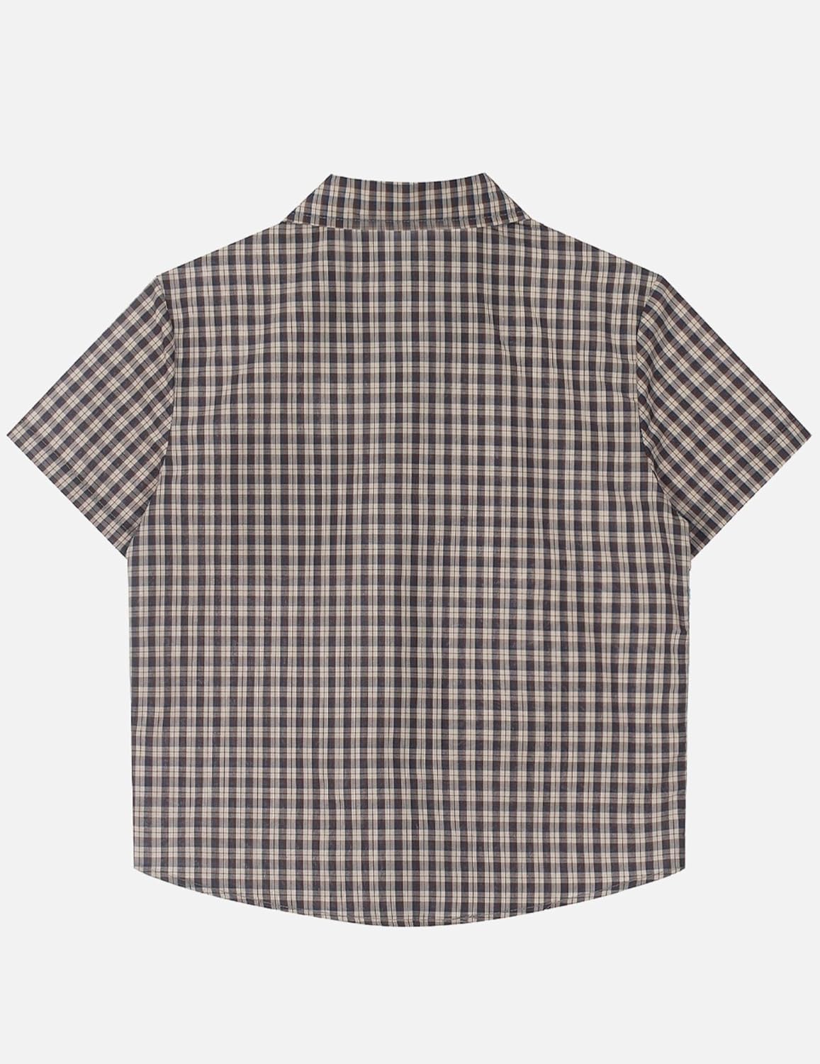 Aelfric Eden Mens Button Down Shirts Boxy Plaid Short Sleeve Shirts Unisex Streetwear Summer Tops - Image 2