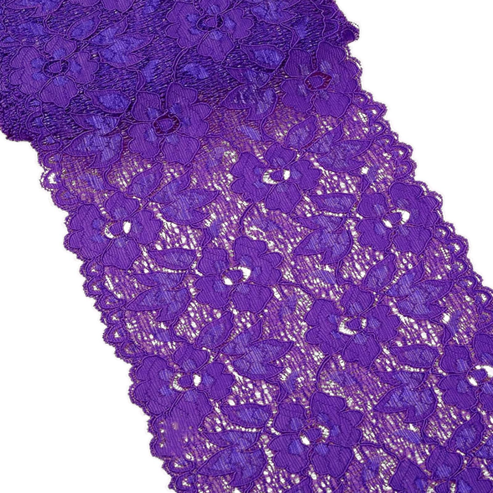 MSCFTFB 5 Yards Width 6.3 Inch Stretch Lace Trim Fabric Elastic Lace Flowers Embroidered Ribbon for Garment Craft Embellishment Wedding Baby Shower