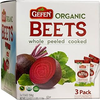 Gefen Organic Red Beets Whole Peeled Cooked 3-Pack 17.6oz Salad Ready USDA Organic Non-GMO