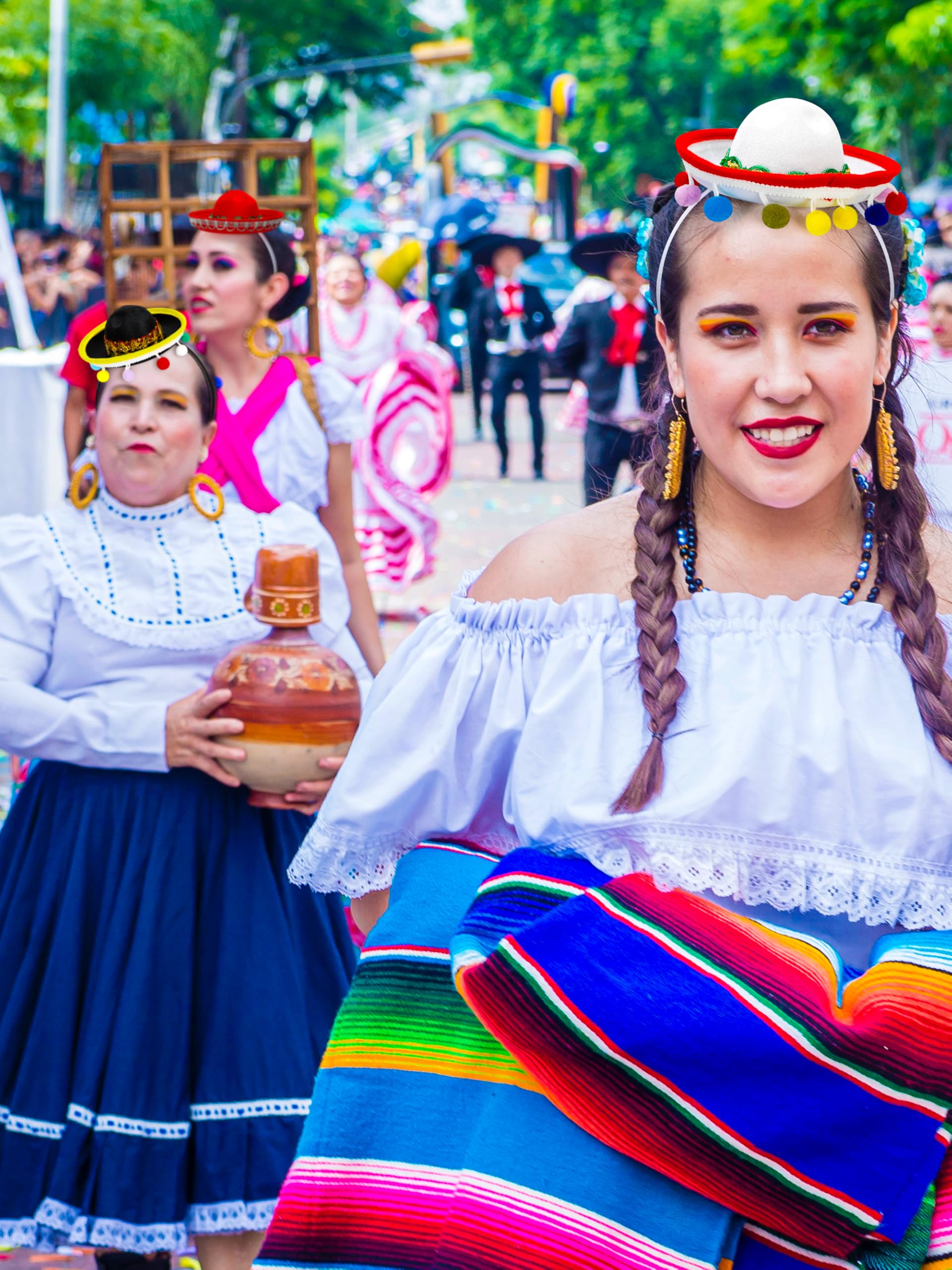 50 Stück Cinco De Mayo Sombrero Stirnband, Stoff Cinco de Mayo Sombrero Stirnbänder, Mini mexikanischer Partyhut mit Stirnband, Fiesta-Stirnbänder, Party-Stirnbänder für lustige Fiesta-Hut-Party,
