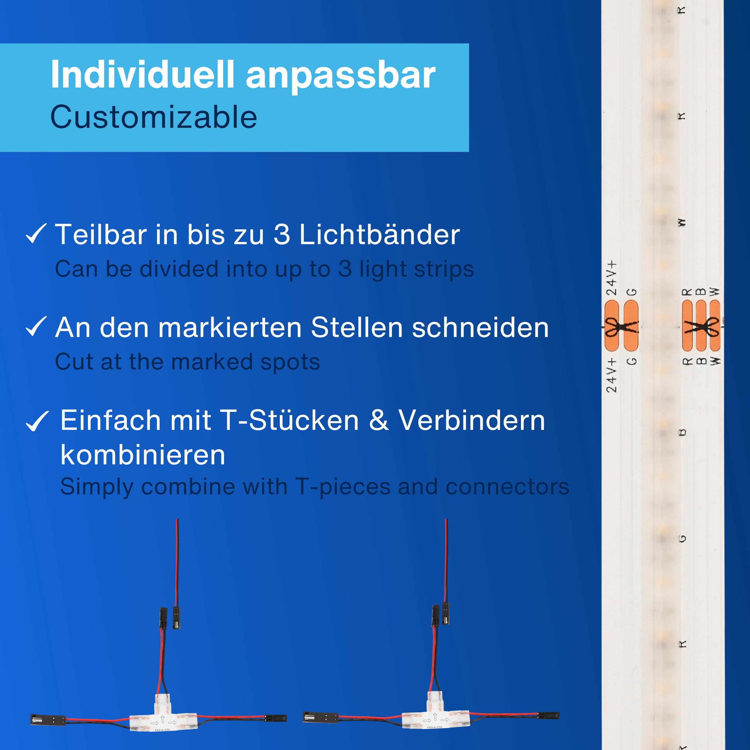 REV LED per pannelli acustici, 3 m, autoadesivo, RGB e bianco, dimmerabile, ritagliabile, con profilo LED, invisibile quando spento