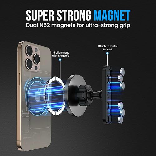 Miniatura 4 de Soporte magnético para teléfono para gimnasio con súper imanes N52 de doble cara, fuerte soporte magnético para teléfono para todos los teléfonos,