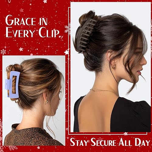 Miniatura 125 de TOCESS Paquete de 8 pinzas grandes para el cabello para mujer, pinzas de garra grandes para cabello fino y rizado, agarre fuerte de los años 90