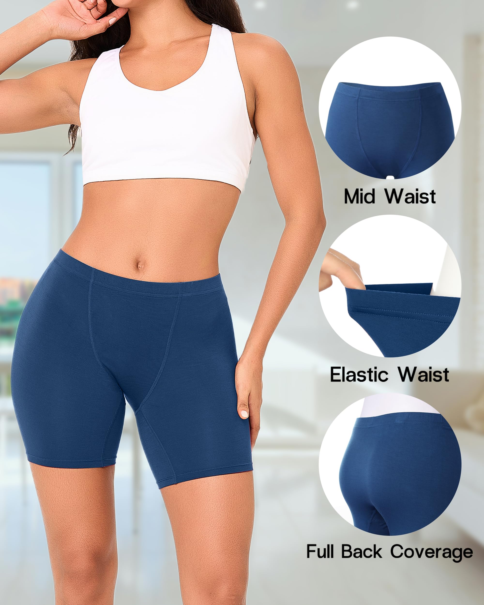 BAMBOO COOL Womens Underwear Boy Shorts Full Coverage Boxer Briefs High Waisted Ladies Panties Soft Stretch Shorts 4 Pack: Multicoloured K(4-pack) XX-Large