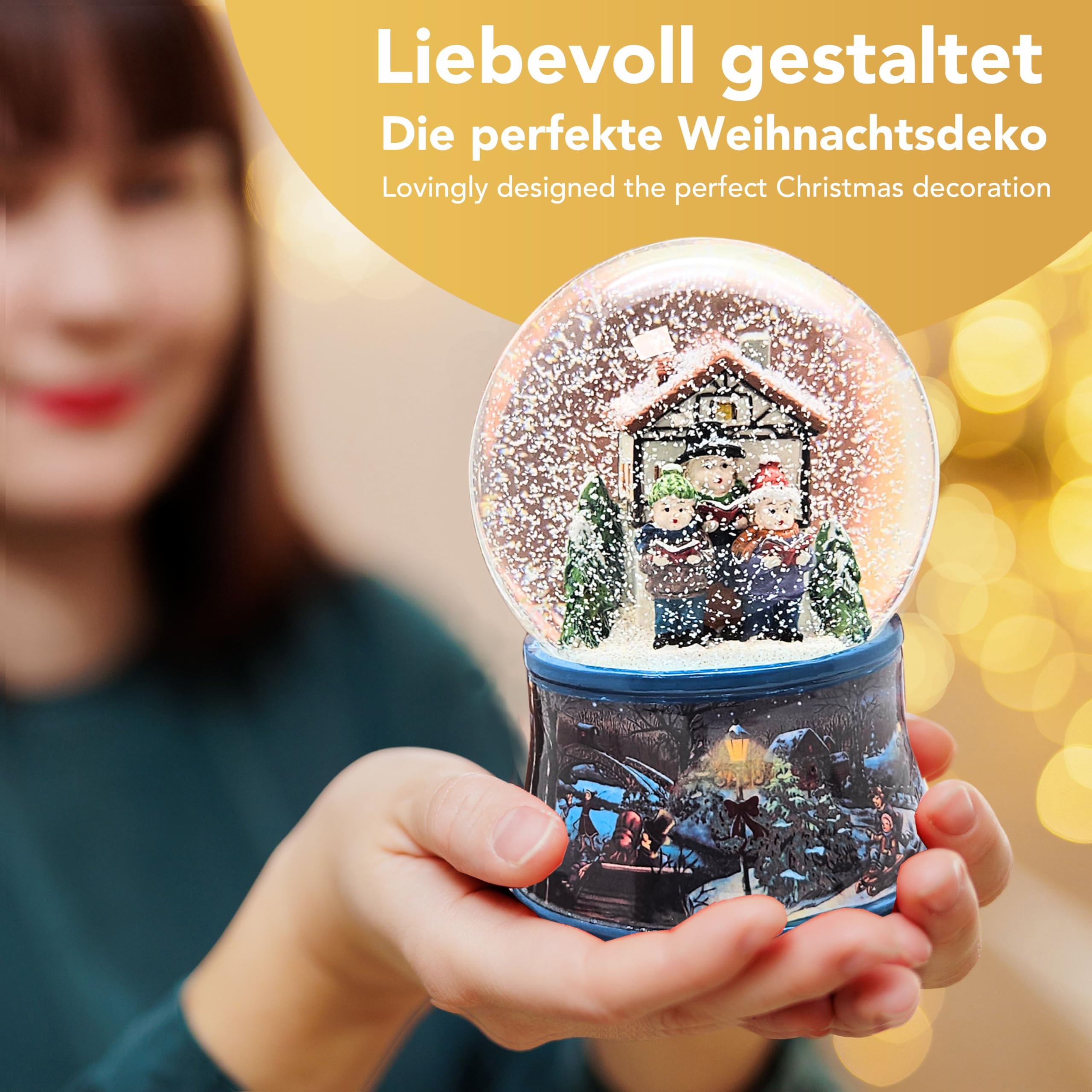Weihnachts-Schneekugel mit Musik | Weihnachtssinger | B: 10 cm | 20282
