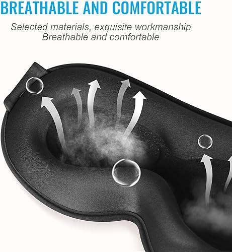 Miniatura 2 de Máscara para dormir, máscara de ojos contorneada profunda 3D mejorada para dormir, cubiertas de ojos sin presión, 99% bloquean la luz con correa