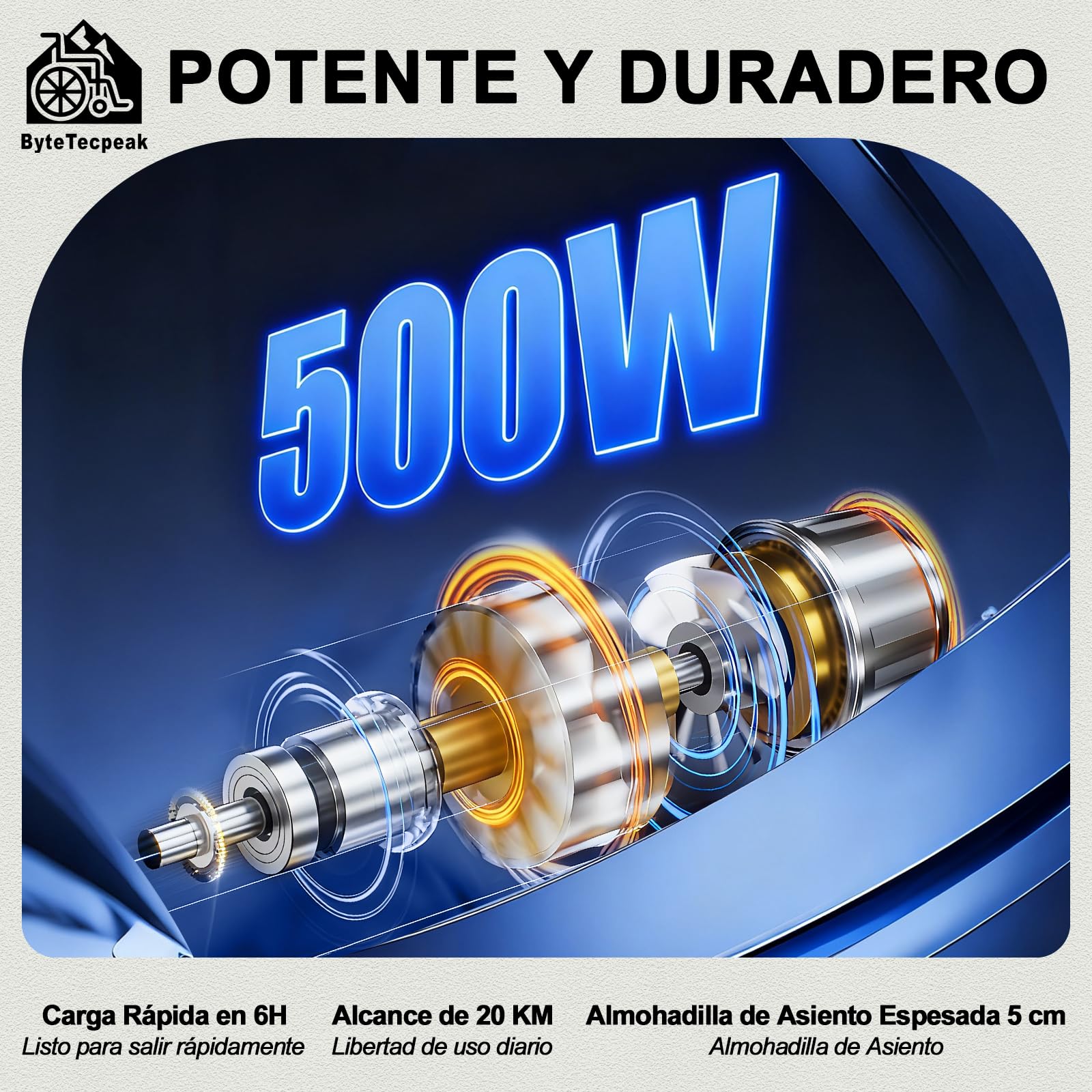 【Versión Mejorada】D14 Silla de Ruedas Eléctrica Plegable para Personas Mayores, Autonomía de 25km, 500W Motor, Cojín de asiento engrosado, Apta para Viajes y Estándares de Embarque (D14-Negro)
