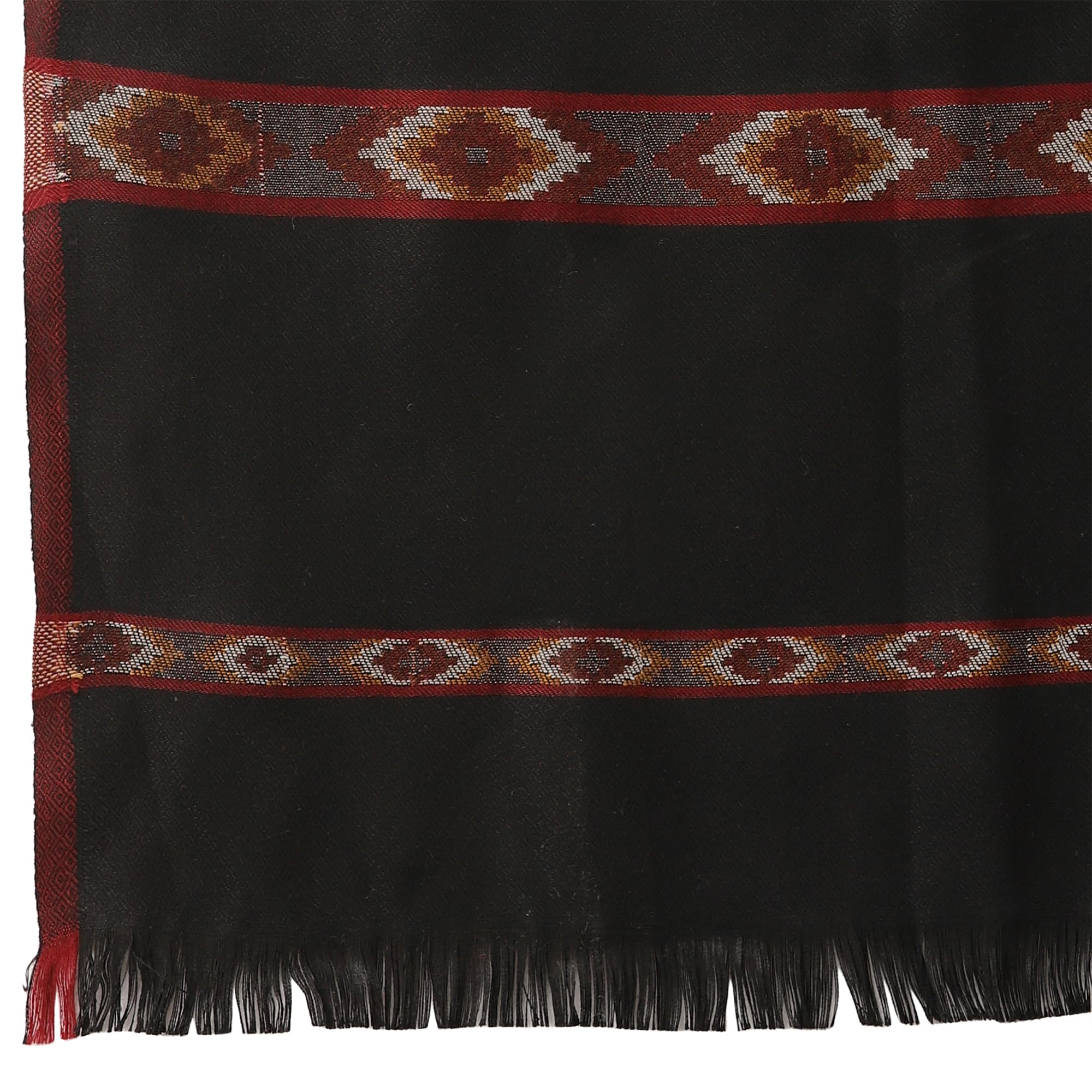 Weavers Villa Men's Kullu Design Wool Blend Lohi/Shawl [120 CM X 240 CM] (Black) - Image 6 thumbnail