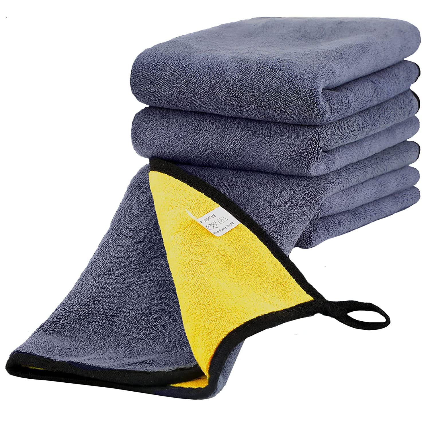 YUNSYE 4 Pcs Car Drying Towel,Large Thick Microfiber Cleaning Towel Auto Detailing Cloth Car Drying Wash Towels Polishing Waxing Dry for Cars Absorbent Towel, 40x40cm 600 GSM (40X40CM)