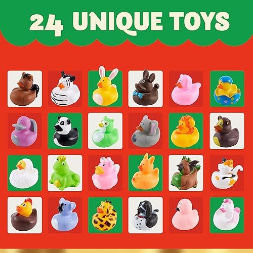 Miniatura 3 de JOYIN Calendario de Adviento de Navidad de 24 días 2023 con 24 patos de goma diferentes para niños, calendario de Adviento de cuenta regresiva de 24